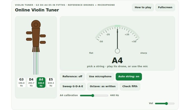 online virtual online violin tuner