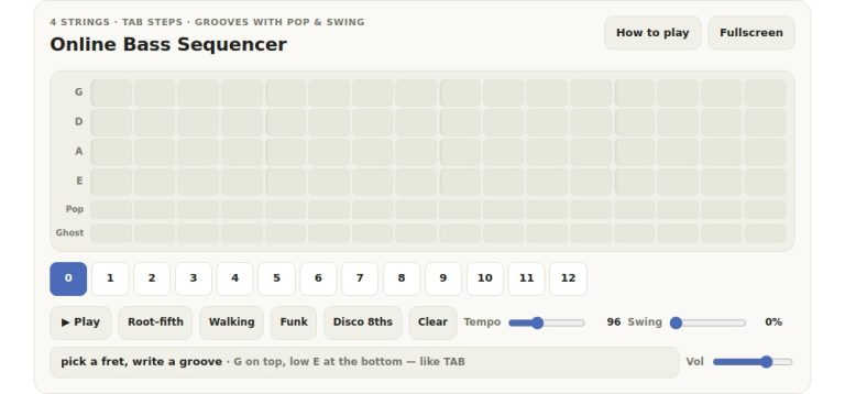 online virtual online bass sequencer
