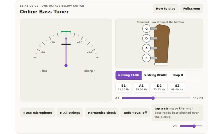 online virtual online bass tuner