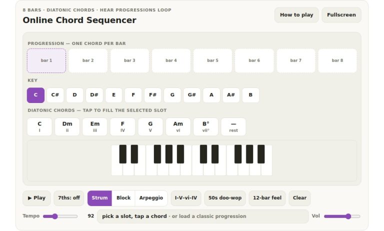 online virtual online chord sequencer