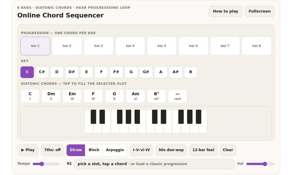 Pretend Instruments Online Chord Sequencer - iPlayMusic