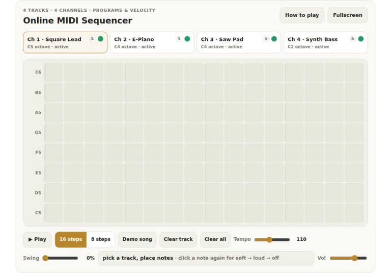 online virtual online midi sequencer