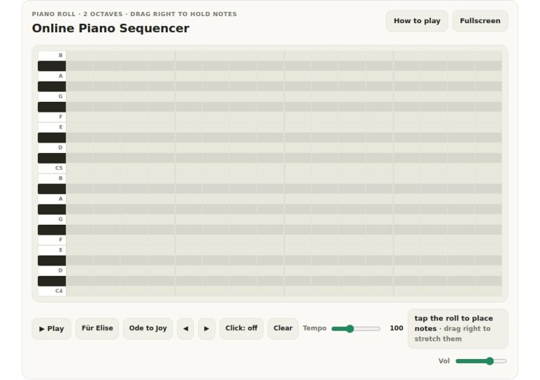 online virtual online piano sequencer