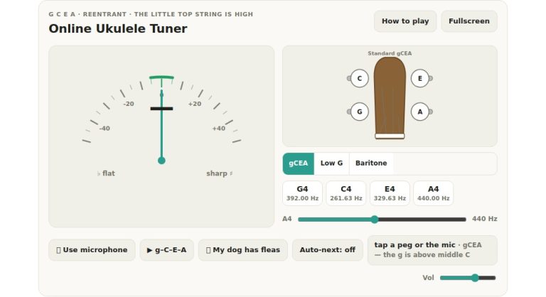 online virtual online ukulele tuner