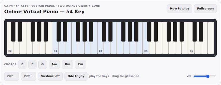 online virtual piano 54 key