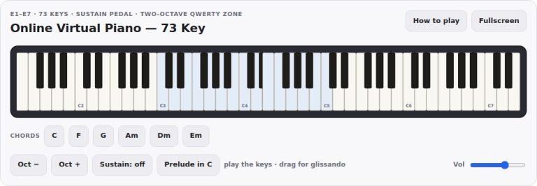 online virtual piano 73 key
