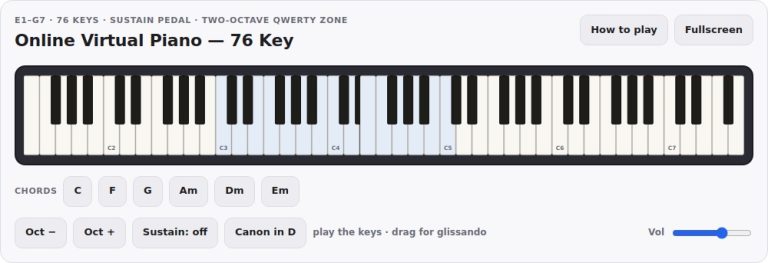 online virtual piano 76 key
