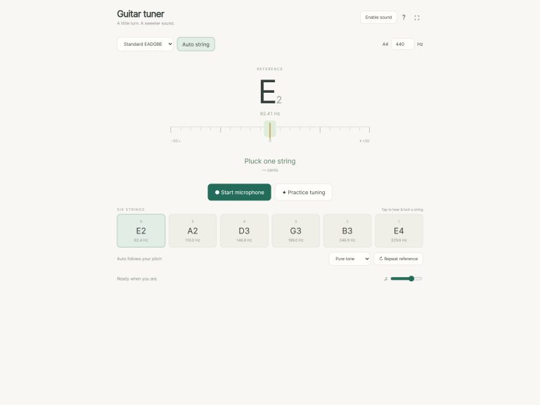 online virtual guitar tuner